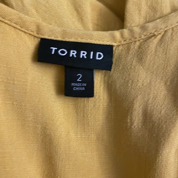 Torrid Women’s Tank Top 2X Yellow Boho Babydoll Sleeveless Button Front Tiered - Picture 5 of 16